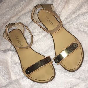 Metallic Gold Ankle Strap Sandals